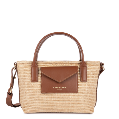 mini sac cabas main - kba marinière osier #couleur_cognac