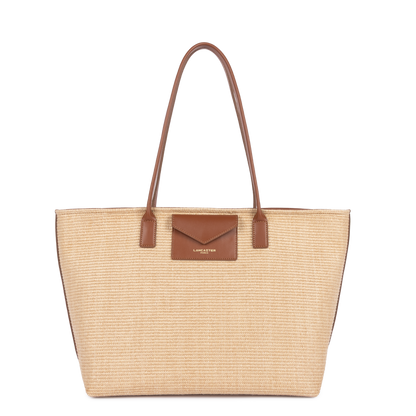 sac cabas épaule - kba marinière osier #couleur_cognac