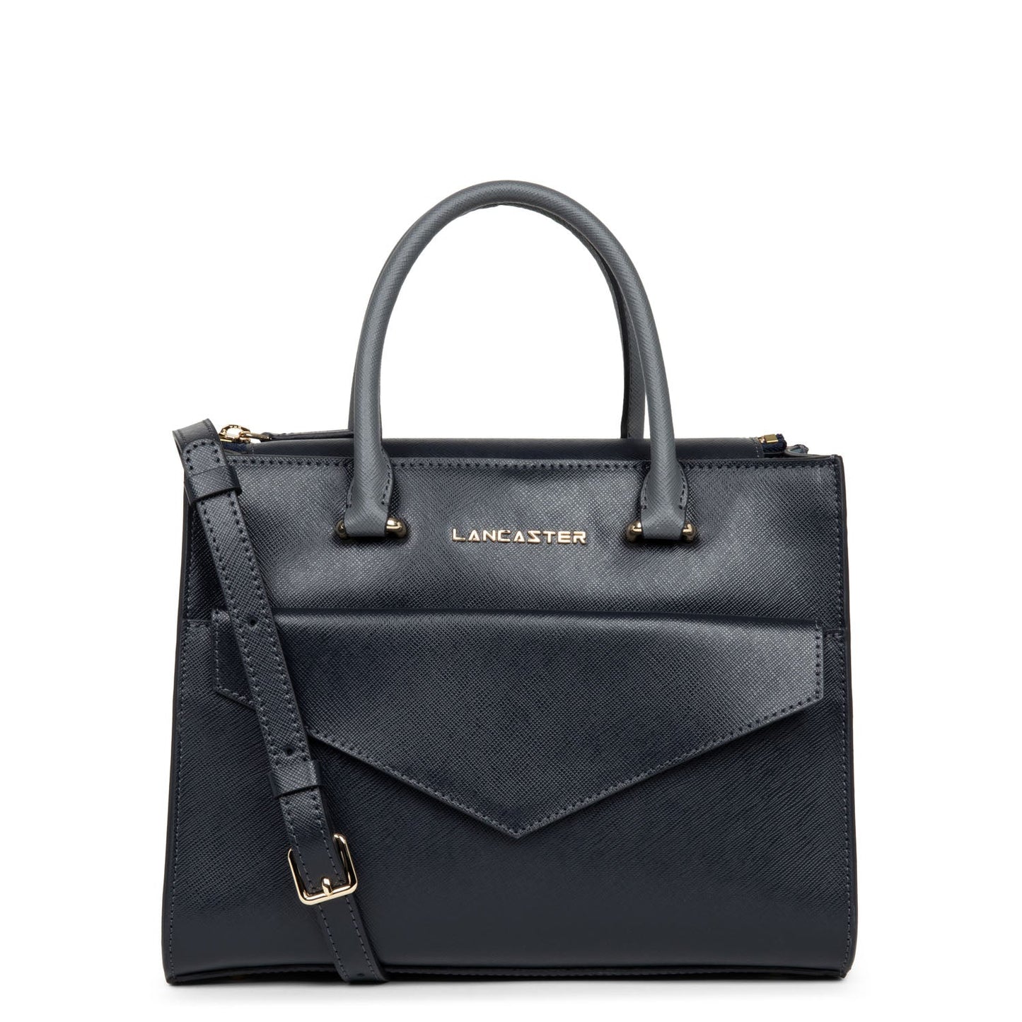 sac à main - saffiano signature #couleur_bleu-fonce-bleu-ardoise-gris