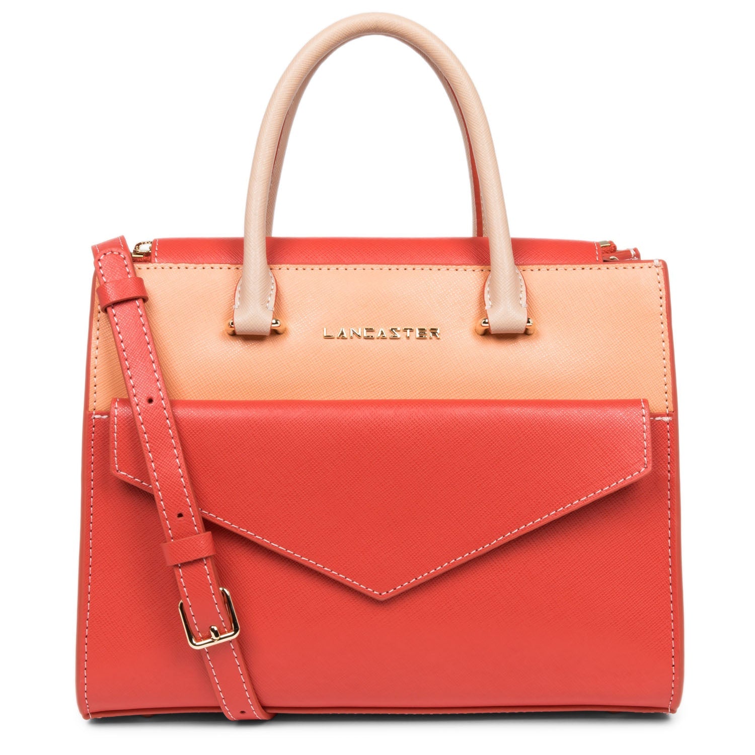 sac à main - saffiano signature #couleur_pasteque-canyon-poudre